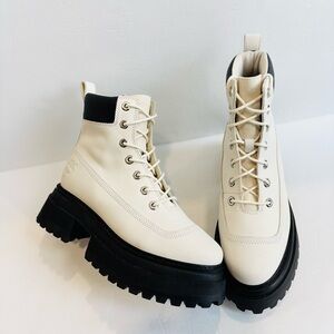 Timberland Sky 6” Platform Lace Up Boots in White Nubuck